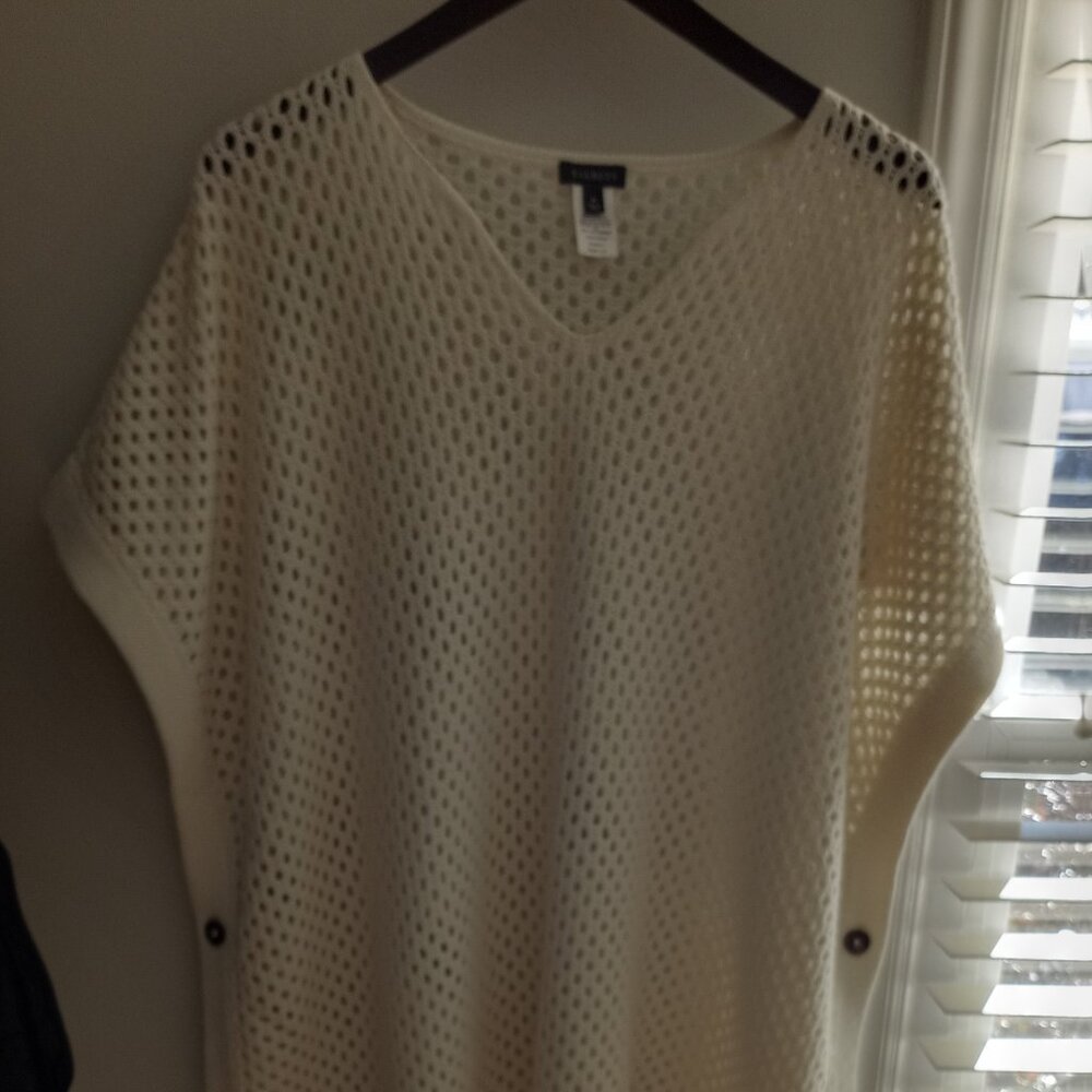 'TALBOTS' NWOT Cream Knit Poncho/Tabard/Cape Size L Oversized